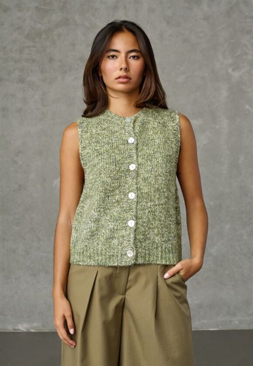 LOVE & DIVINE VEST, LOVE1658, GRØN OLIVE MEL.